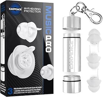 EarPeace Music PRO Ear Plugs for Music and Live - 6 Pack of 2 Lightweight Safety Material - Hearing Protection for Concerts, Live and Practice, 16db Noise Reduction Medium Protection