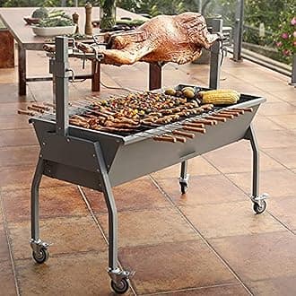 NOWLIN Outdoor Bbq Charcoal Grill Grill Thickened Electric Heating Rotary Grill Chicken Rack Suitable for Family Barbecue