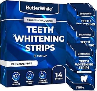 Professional Teeth Whitening Strips 7 Treatments - Enamel Safe - Non-Sensitive Formula - 14 Peroxide-Free Whitening Strips - Dentist Formulated Teeth Whitening Kit