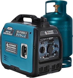 – Könner & Söhnen KS 3100iG S portable LPG/petrol inverter generator 3100 W,UK Plug Socket 1x13 A (230 V), 2 USB ports,copper winding,silent inverter generator,dual fuel generator