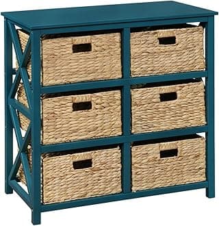 eHemco 3 Tier X-Side Storage Cabinet with 6 Baskets (Teal)