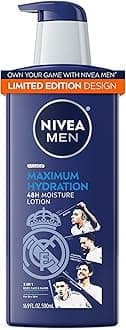 NIVEA MEN Maximum Hydration 48-Hour Moisture Body Lotion for Dry Skin, Aloe Vera Lotion for Men, 3-in-1 Body, Face and Hands, Dermatologically-Tested, 16.9 Fl Oz Bottle