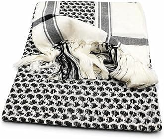 Zuluf Arafat Arab Scarf Shawl Keffiyeh Kafiya shemagh desret Palestine Authentic Middle Eastern Black/White