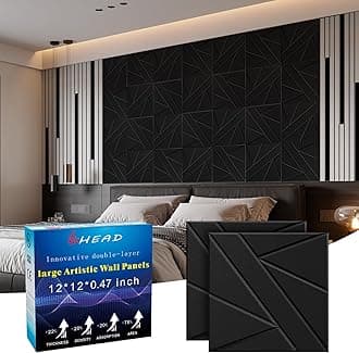 16 Pack Self-Adhesive Soundproof Wall Panels, 12 x 12 x 0.47 in Sound Proof Foam Panels for Walls, 1.2lb/ft³ High Density, Thicker 0.47in, Acoustic Panels, Noise Dampening Panels Studio Black