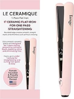L'ANGE HAIR Le Ceramique 1-Pass Hair Straightener | Fast Heating Ceramic Straightening Iron | Best Hot Tools Hair Straightening Iron to Block Moisture and Shine | Professional Hair Iron (US Plug)