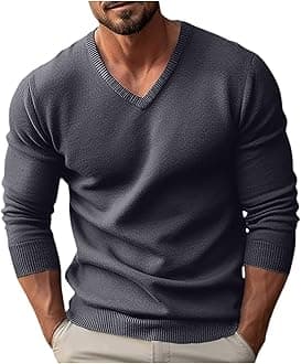 VARDIENKSweaters for Men V Neck Sweater Slim Fit Comfortably Knitted Long Sleeve Casual Business Pullover Dress Sweater 2024