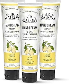 Natural Moisturizing Hand Cream, Hydrating Hand Moisturizer with Shea Butter, Cocoa Butter, and Avocado Oil, Cruelty Free, 3.3oz, Lemon Cream, 3 Pack