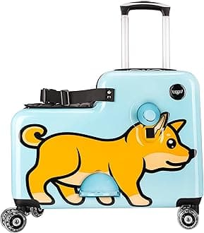 Younglingz Lil Flyer 20" kid ride on suitcase child stroller spinner luggage (Dog)