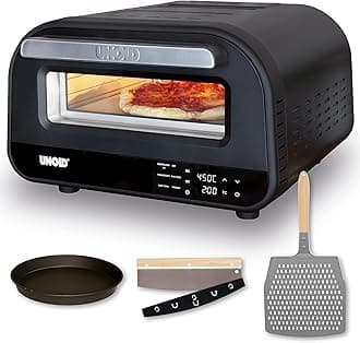 Don Luigi 450°C Pizza Oven 68815 - Indoor Electric Neapolitan Pizza Maker - Peel & Cutter Set - Up to 12" (32cm Stone) - Improved Max Temp - 1700W - Adjustable Timer - Touch Control LCD - 240V