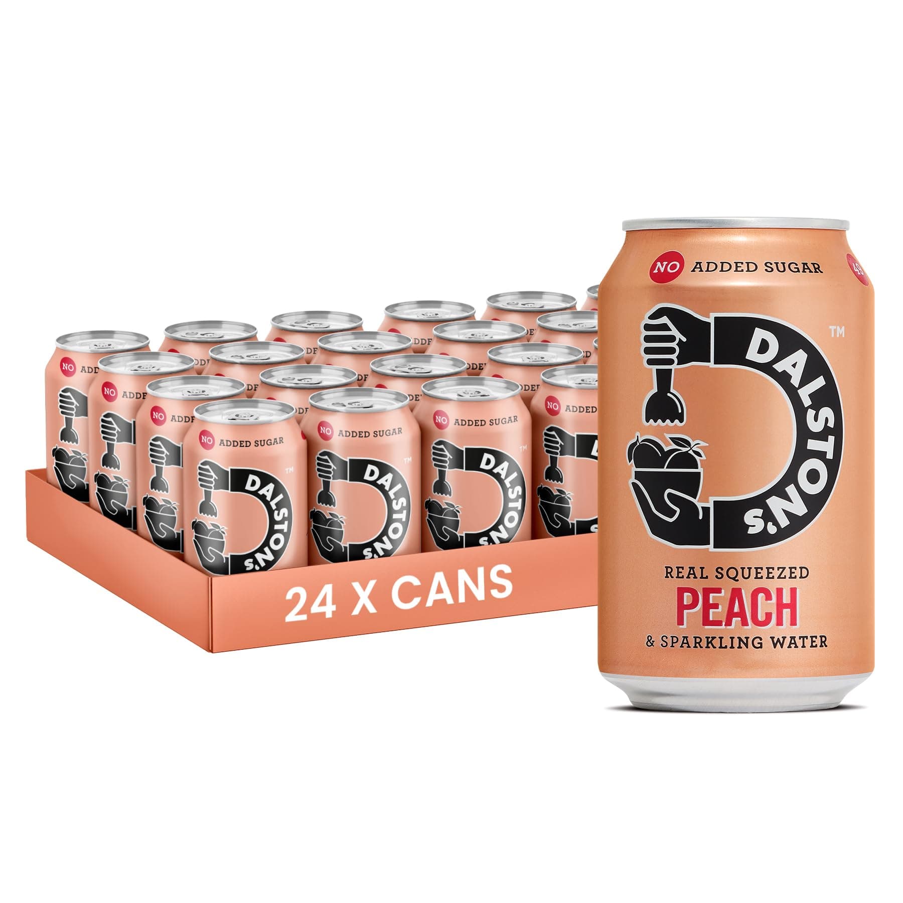 Dalston's Sparkling Peach Soda (24 x 330ml) - Real Squeezed Peach & Sparkling Water - 49 Kcal - No Added Sugar - No Artificial Sweeteners - Healthy Alternative - Low Calorie - Vegan