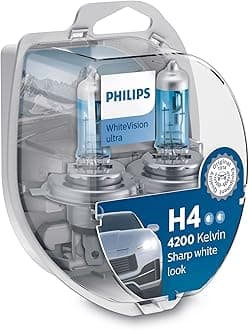 Philips WhiteVision ultra H4 car headlight bulb, 4.200K, set of 2