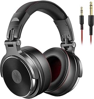 Hi-Res Over Ear Headphones for Studio Monitoring and Mixing, Sound Isolation, Protein Leather Earcups, 50mm Driver Unit, Wired Headphones for AMP Guitar Keyboard (Pro-50)
