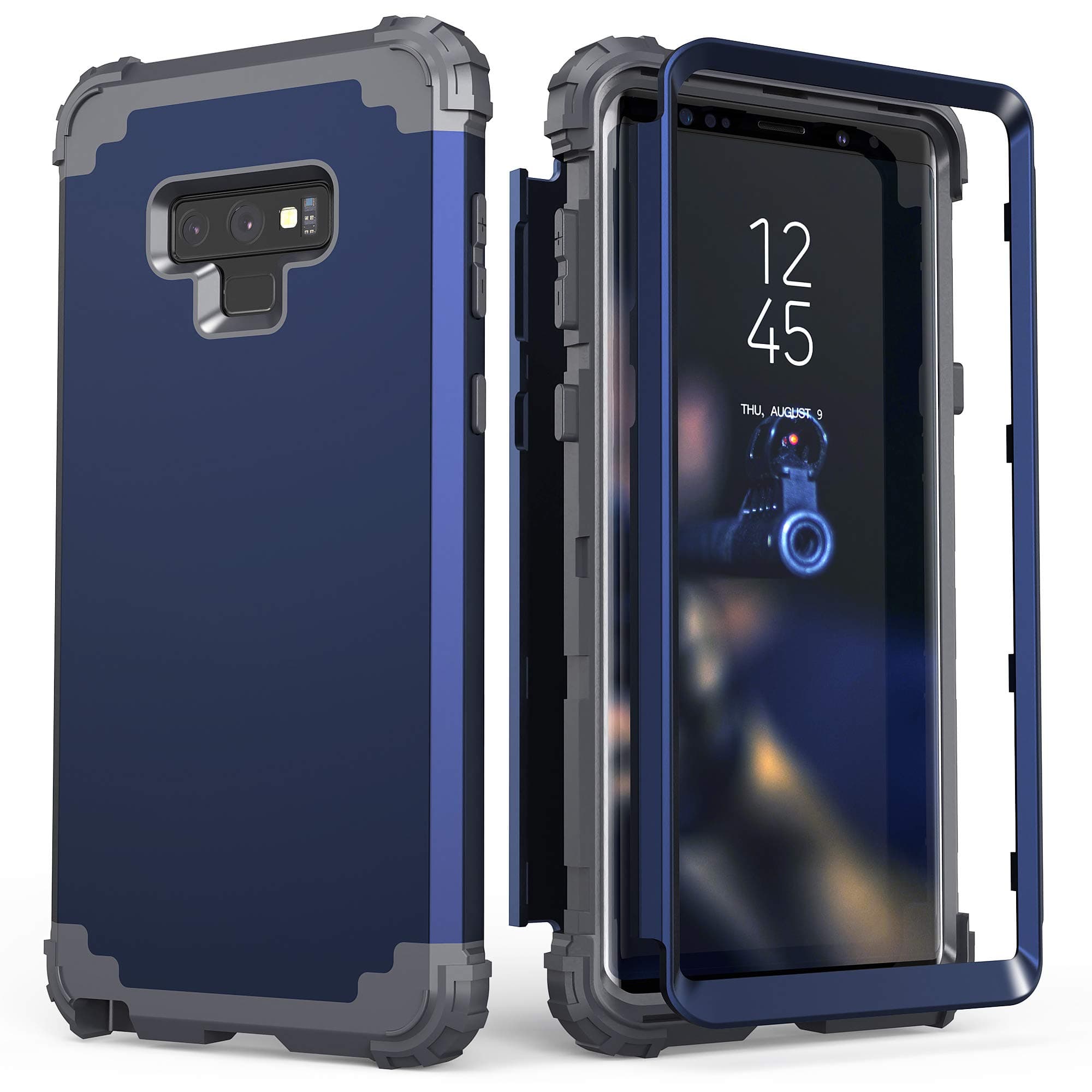 IDweel for Galaxy Note 9 Case, Note 9 Case Blue for Men, 3 in 1 Shockproof Slim Hybrid Heavy Duty Protection Hard PC Cover Soft Silicone Rugged Bumper Full Body Case for for Galaxy Note 9, Blue