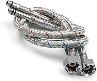 Xcel Home 2 x M12 (12mm) x 1/2 BSP (500mm) Flexi Tap Connectors | Kitchen Sink/Bathroom Basin Monobloc Mixer Flexible Pipes Tails (Short Male End)