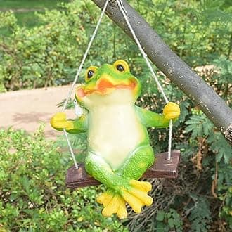 Poly-Resin Hanging Decor for Garden, Home, Gift (Swinging Frog)