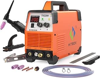 HITBOX TIG Welder 200A, 240V HF TIG/MMA 2-in-1 Welding Machine, Digital Display, 80% Duty Cycle, Welds Carbon Steel, Iron, Stainless Steel, with TIG Torch & MMA Kit (TIG200)