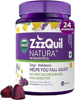Vicks ZzzQuil Natura, 24s Pack, Non-Addictive Sleep-Aid Gummy, Melatonin helps you fall Asleep Fast