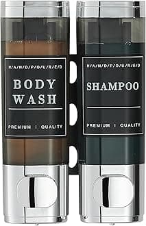 Unisense Shampoo and Conditioner Dispenser, Shower Soap Dispenser 2 Chamber No Drill Wall-Mounted Shampoo Dispenser for Shower Wall Mounted Shower Dispenser for Bathroom Hotel Large Capacity,Chrome