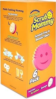 Dual Sided Sponge and Scrubber - Scrub Mommy - Scratch Free Sponge for Dishes and Home, Soft in Warm Water, Firm in Cold, Odor Resistant, Deep Cleaning, Multi Surface (6 Count (Pack of 1))