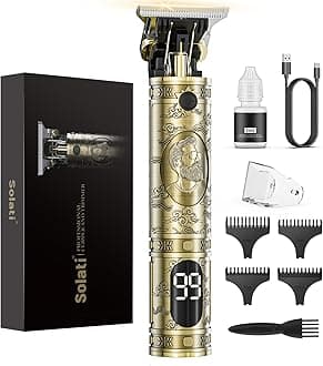 Solati Hair Clippers for Men, Professional Hair Trimmer Zero Gapped T-Blade Trimmer Cordless Rechargeable Edgers Clippers Electric Beard Trimmer Shaver Hair Cutting Kit with LCD Display Gifts for Men