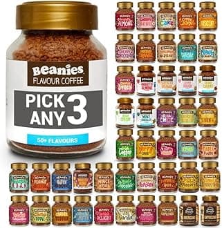 Beanies Flavoured Instant Coffee PICK ANY 3 Jars (50g) from 50+ Flavours Inc. Turkish Delight, Chocolate Orange, Chai Latte, Cookie Dough, Hazelnut, Caramel, Vanilla and More