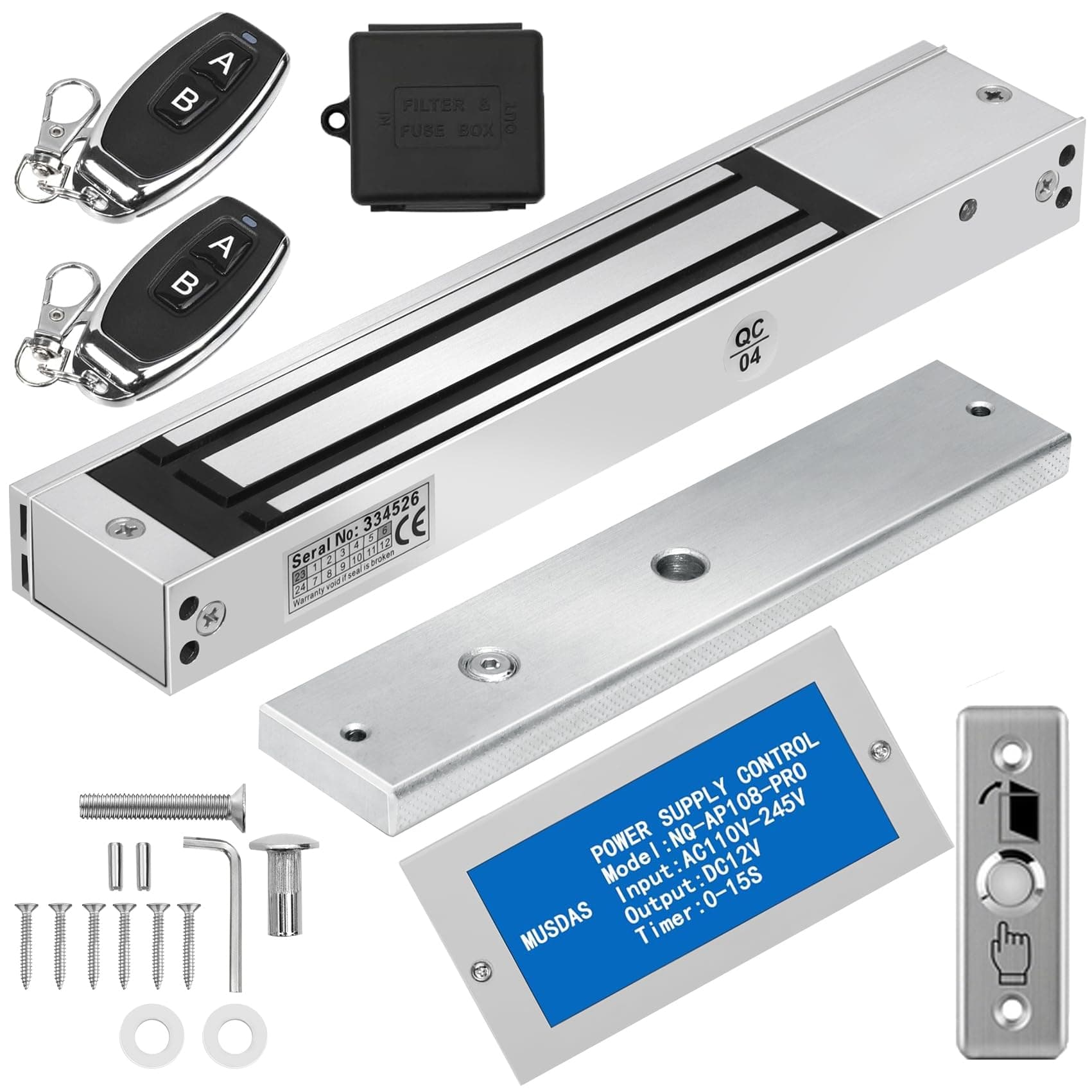Access Control Outswinging 600lb Electromagnetic Door Lock Kit System, with Two Remote Control, Built-in Alert Tone (Not Adsorbed Correctly)