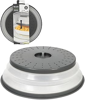 Microwave Splatter Cover for Food, Large (Charcoal) - Collapsible & Vented Silicone Splatter Guard Lid - Microwave Plate & Dish Cover with Handle - BPA-Free Kitchen Gadget for Meal Prep