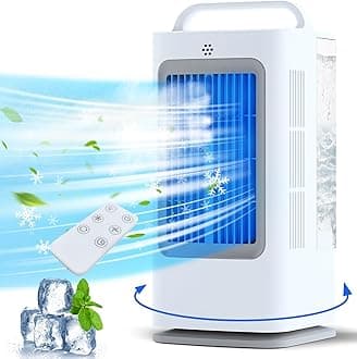 1700ml Portable Evaporative Air Conditioner with Remote Control, Portable 120° Oscillating Mini Air Conditioner with 3 Speeds and 1-7H Timer, AC Unit