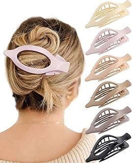 French Flat Hair Clips for Women - 6Pcs Flat Hair Claws for Thin Thick Hair Strong Hold No Slip Grip Hair Claw Clips for Women Girls (Polished(Morandi color series))