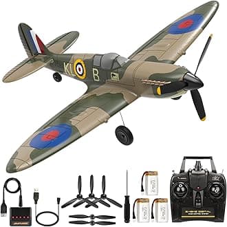 RC Plane Spitfire Fighter, 4 Channel Remote Control Airplane with Gyro System for Adults
