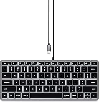 Satechi Slim W1 Wired Backlit Keyboard, Illuminated Keys & USB C Connection, for MacBook Air/Pro M5/M4, iPad Air/Pro M5/M4/M3, iPad mini, Mac mini, iMac and More