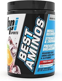 BPI Sports Best Aminos - BCAA Powder Post Workout & Glutamine Recovery Drink with Branched Chain Amino Acids for Hydration & Recovery, for Men & Women - Fruit Punch - 25 Servings