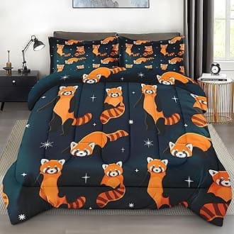 Comforter Set Full Size, Cute Red Panda Soft 3 Pcs Bedding for Kids and Adults, Animal Funny Kawaii Comforter Set with 2 Pillowcases, for Bedroom Bed Decor