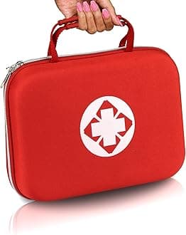 AMORNING 299Pcs Home First Aid Kit for Car Camping Travel Essentials First Aid Red Bag Emegency Supplies Household Items for College Students