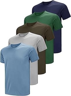 TeesmenMens Plain T-Shirts 5 Pack Short Sleeve Crew Neck Sport Tees Cotton Workwear Boys Undershirts Gym Running Workout Tshirts for Men