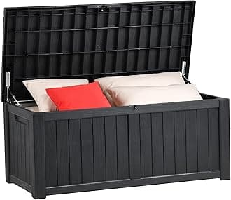 YITAHOME 190 Gallon Large Resin Deck Box Indoor Outdoor Storage for Patio Furniture, Outdoor Cushions, Garden Tools and Pool Toys (Black)