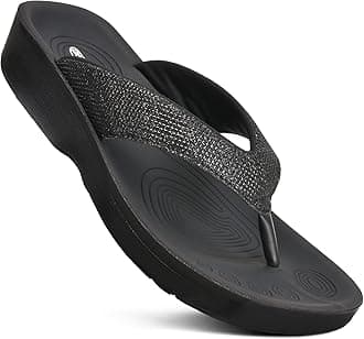 AEROTHOTIC Comfy Arch Support flip flops for women Split Toe Stylish Cushioned Strap with non-slip footbed Walking Dressy Sandals Indoor and Outdoor