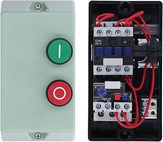 – Magnetic Electric Motor Starter Control, Single Phase 220 230V 7A 3 Phase 380 400V 10A, Push Button Actuator, Manual Operation, Green