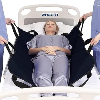 ZHEEYI Positioning Bed Pad with Reinforced Handles 43" x 36" Patient Transfer Sheet Aid Assistant for Body Lifting, Turning, Repositioning, for Elderly, Incontinence, Caregiver, Black