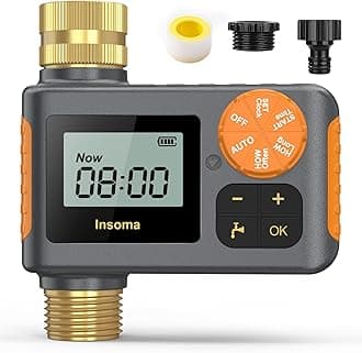 Sprinkler Timer with Brass Inlet & Outlet, Water Timer for Outdoor Garden Hose, Hose Timer with Rain Delay/Manual/Automatic Watering, Watering Timer for Lawn, Greenhouse