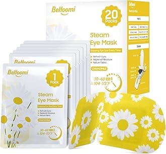 20Packs Steam Eye Mask, Heated Eye Mask Warm Compress for Eyes, Disposable Self Heating Steam Mask for Sleep, Spa, Travel Essentials, Relaxation Gifts for Women, Mothers Day Gifts (Chamomile)