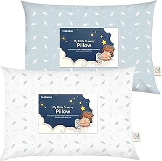 KeaBabies 2-Pack Toddler Pillows 2 Year Old to 5-13x18 Soft Organic Cotton Kids Pillow for Sleeping, Travel, School, Daycare, Nap, Toddler Bed, Machine Washable, Without Pillowcase (Spacecrafts)