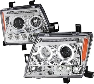 Autozensation Compatible with 2005-2015 Nissan Xterra, Left + Right Pair Headlamps Assembly, LED Projector Headlights