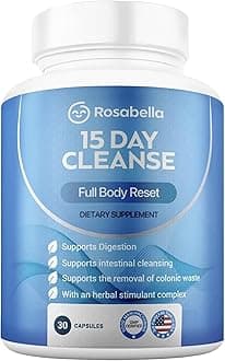 Rosabella 15 Day Cleanse – Full Body Detox & Colon Cleanse for Men & Women – Gut Cleanse Detox Pills for Digestive Health & Bloating Relief – Doctor-Formulated, Non-GMO, 30 Vegan Capsules