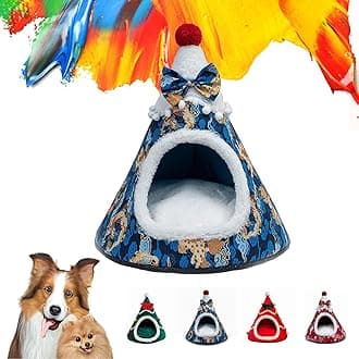 Christmas Tree Cat Bed, Christmas Tree Cat Housem, Christmas Pet Bed,Cat Christmas Bed, Cat Christmas Tree Bed, Christmas Ornament Cat Bed for Indoor Cats (C, Small)