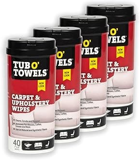 Tub O' Towels Carpet & Upholstrey Cleaning Wipes, 7" X 8", 40-Count Wipes, 4-Pack