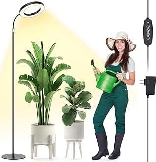 LBW Grow Light with Stand for Indoor Plants, Adjustable Height up to 68", Full Spectrum Grow Light for Large & Tall Plants, Auto Timer 6/8/12/16H, 5-Level Dimmable, 3 Lighting Modes