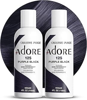 Adore Semi Permanent Hair Color (125 Purple Black) (2 Pack) | Vegan & Cruelty-Free Black Hair Dye | No Ammonia, No Peroxide, No Alcohol | 4 Fl Oz