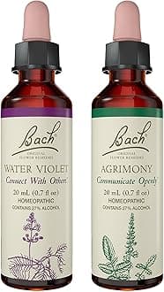 Bach Original Flower Remedies 2-Pack, Open Up to Others" - Agrimony, Water Violet, Homeopathic Flower Essences, Vegan, 20mL Dropper x2