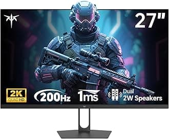 27 Inch Gaming Monitor - 2K QHD 2560 x 1440 Monitor, Up to 210Hz & 1ms, Bulit-in Speakers, Adaptive Sync, HDR400, 131% sRGB, IPS Monitors Gamer with HDMI 2.0 x 2 & DP1.4 x 2, H27T22C-3